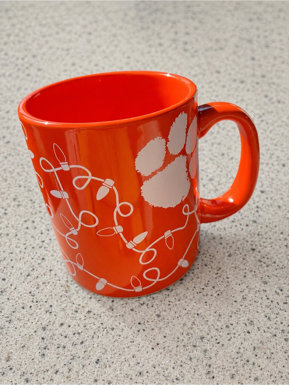 Clemson Tigers Orange Ceramic Coffee Mug Paw Print Holiday Lights Logo Brands